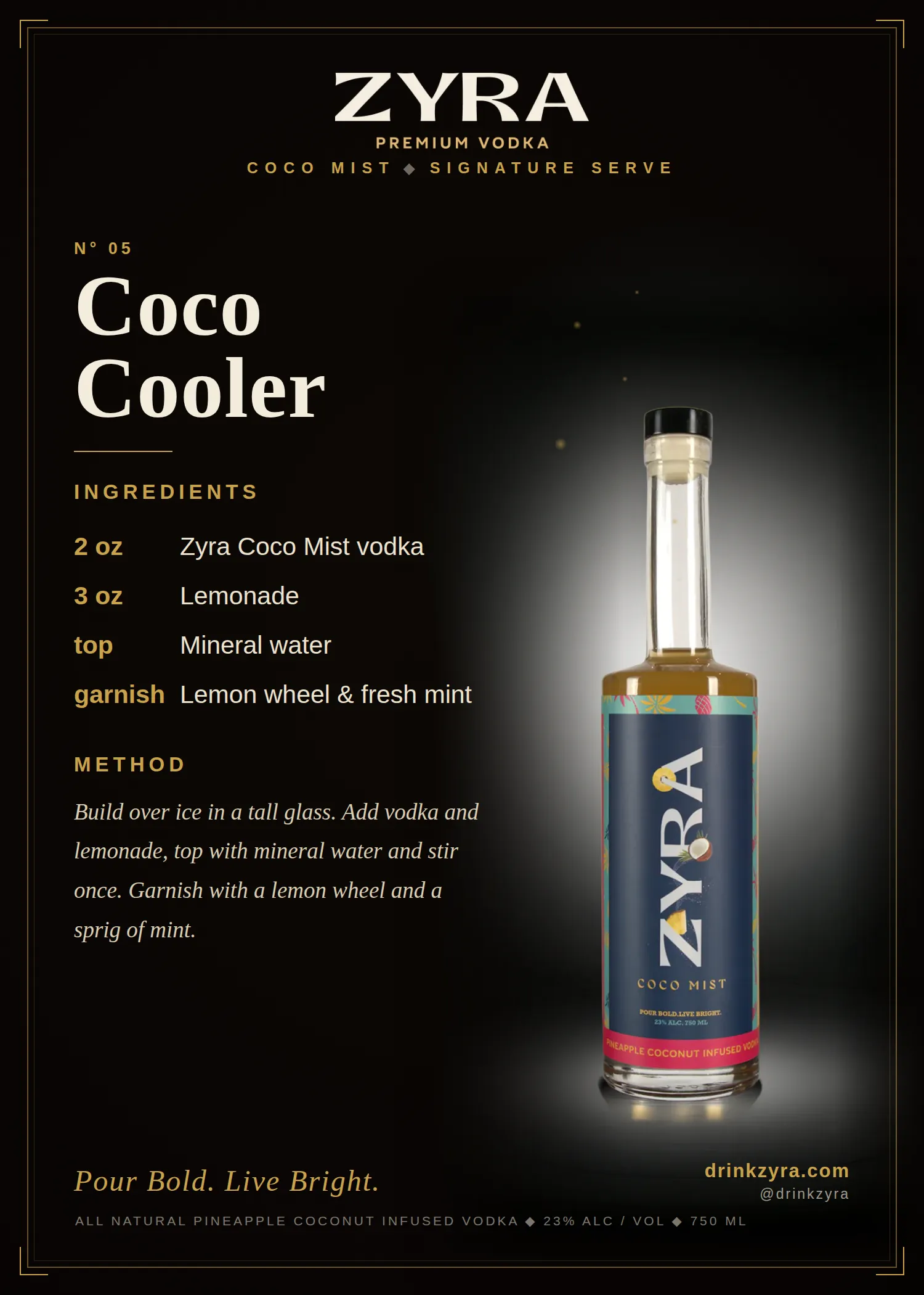 Zyra Coco Cooler recipe card
