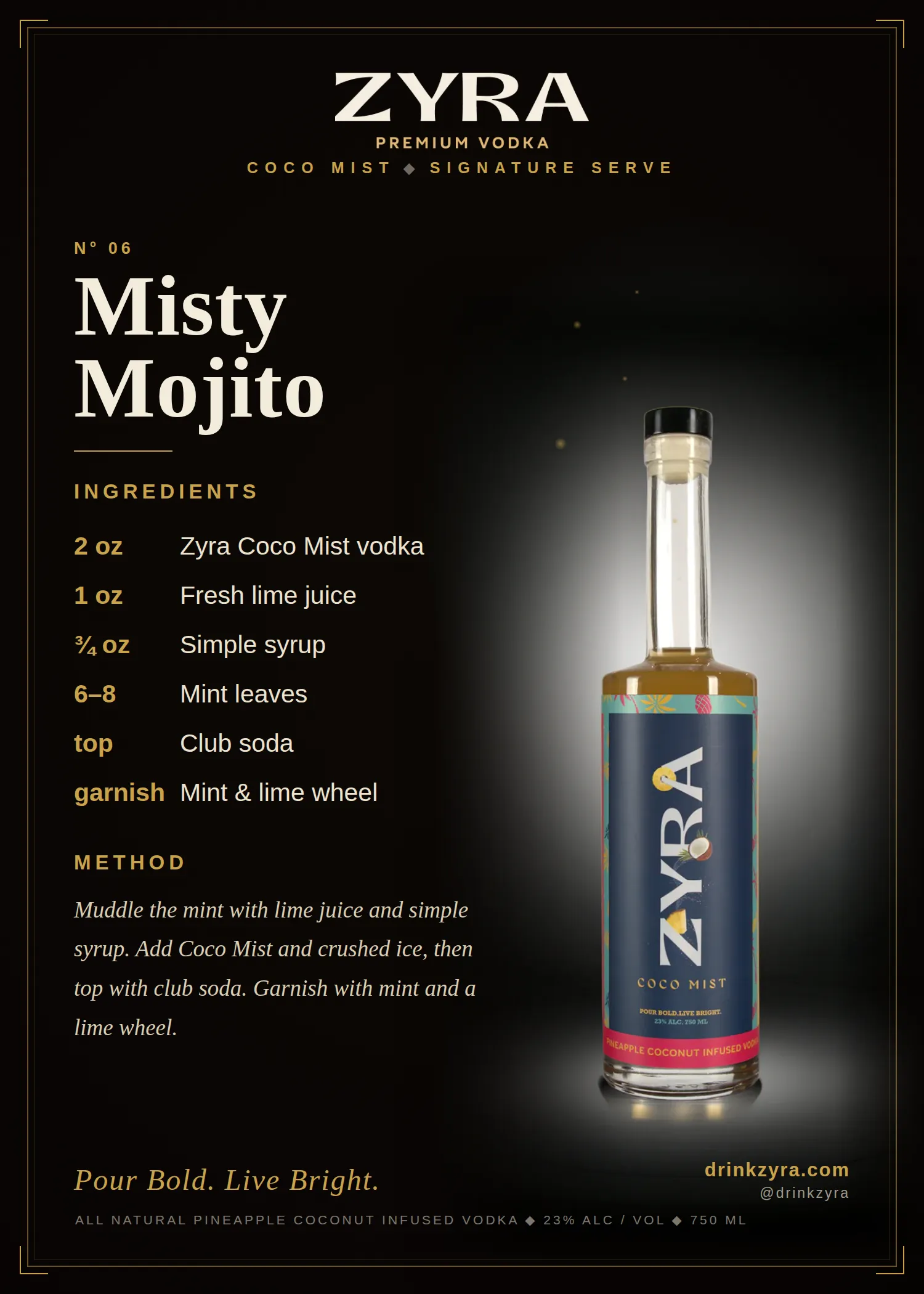 Zyra Misty Mojito recipe card